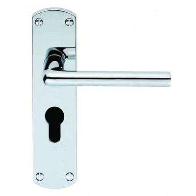 Lever handle with backplate with keyhole
